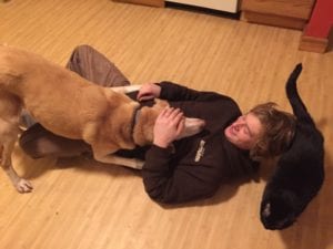 Travis with Archie and Snowball