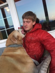 Archie and Travis relaxing at Bear Lake