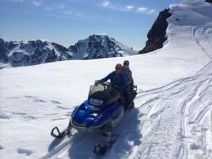 Iditarod musher Wade Marrs of Stump Jumpin Kennel on Godwin Glacier
