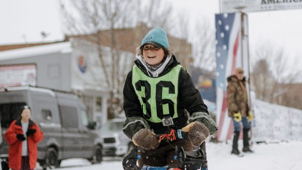 Rachel Walker at the start of the Idaho Sled Dog Race.