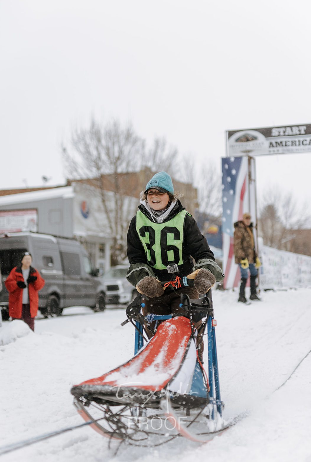 Rachel Walker at the start of the Idaho Sled Dog Race.